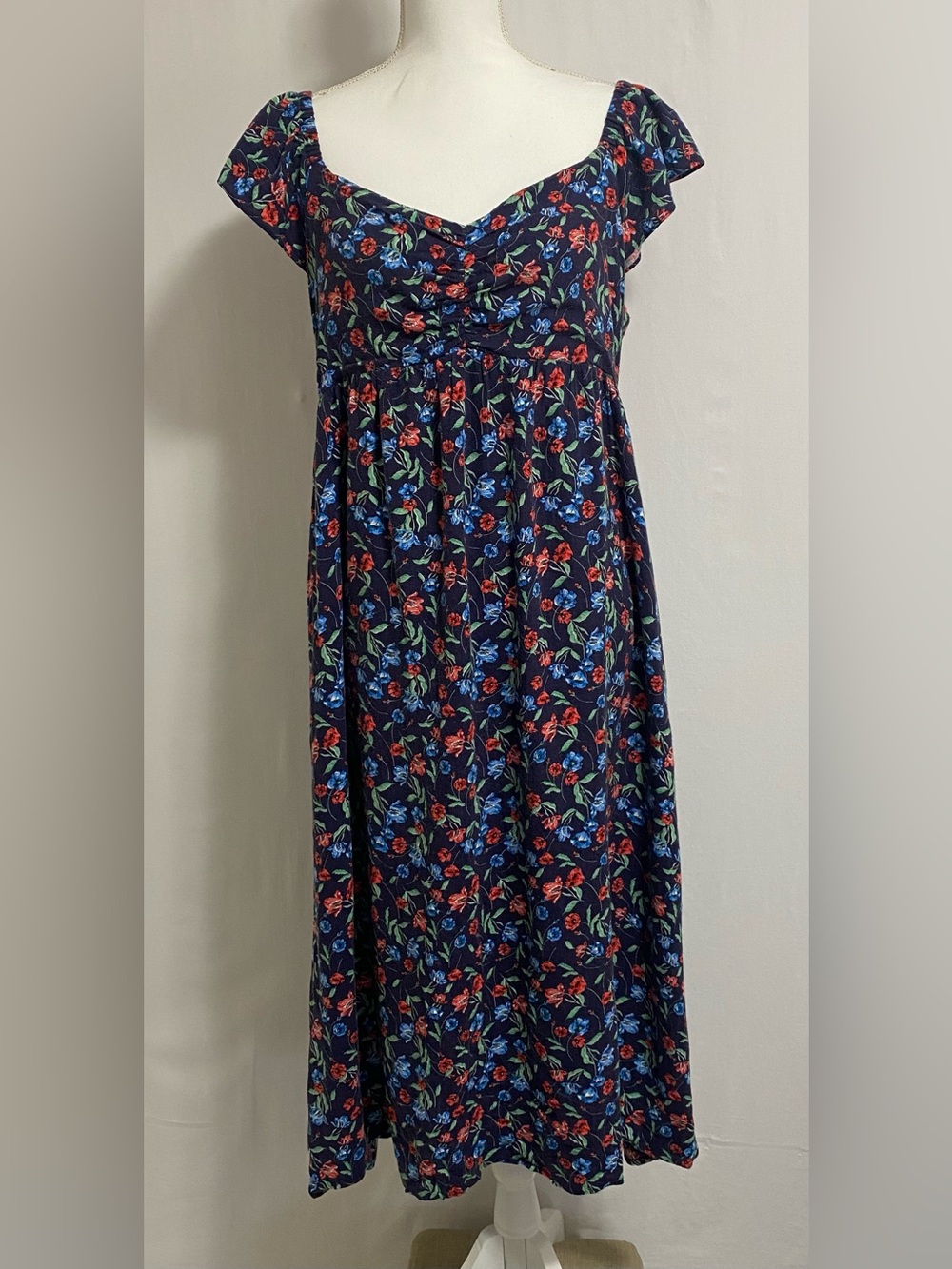 Draper James Navy Maxi Dress with Red & Blue Floral Print